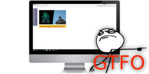 bad website, troll face looking at a bad website and saying gtfo, gtfo, picture of a bad website on a computer screen with the troll face saying gtfo