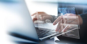 AI Search Visibility guy searching information on his laptop