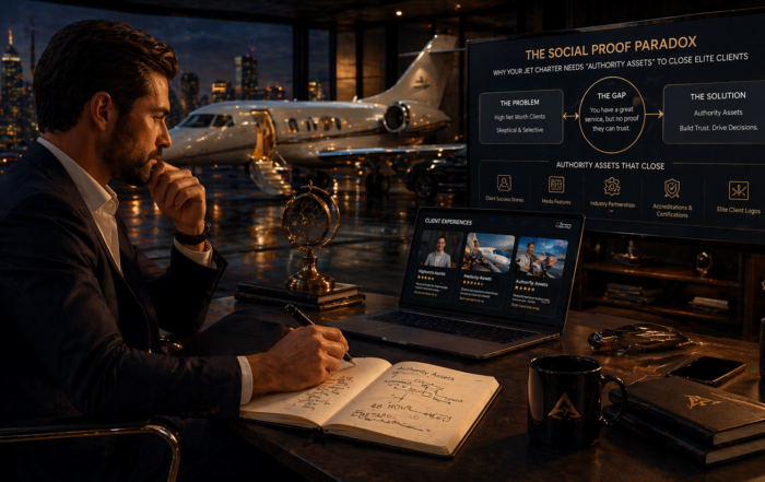 The Social Proof Paradox: Why Your Jet Charter Needs Authority Assets to Close Elite Clients