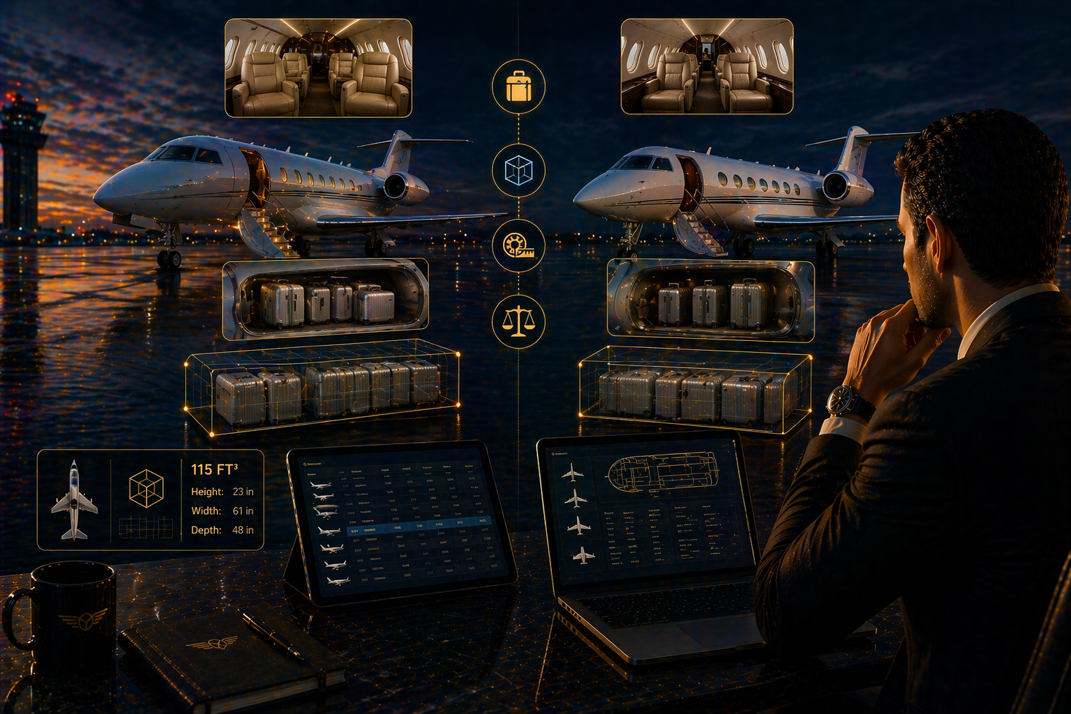 What is the true luggage cubic footage for a Challenger 3500 vs. a Gulfstream G280