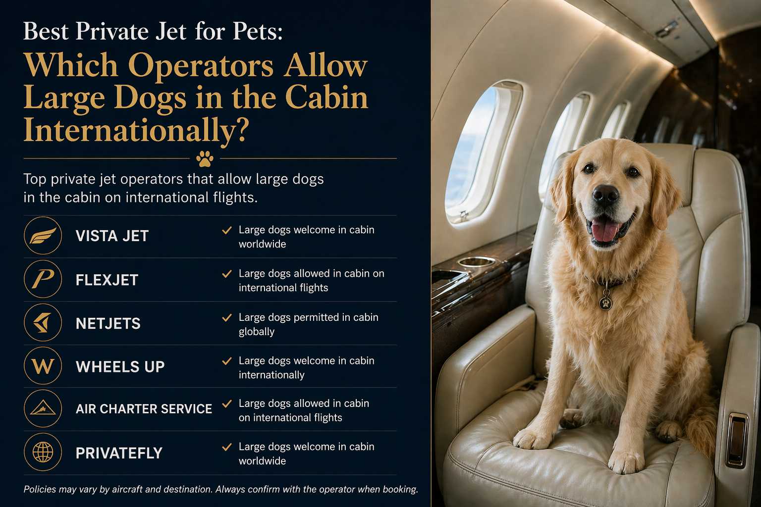 Which Operators Allow Large Dogs in the Cabin Internationally