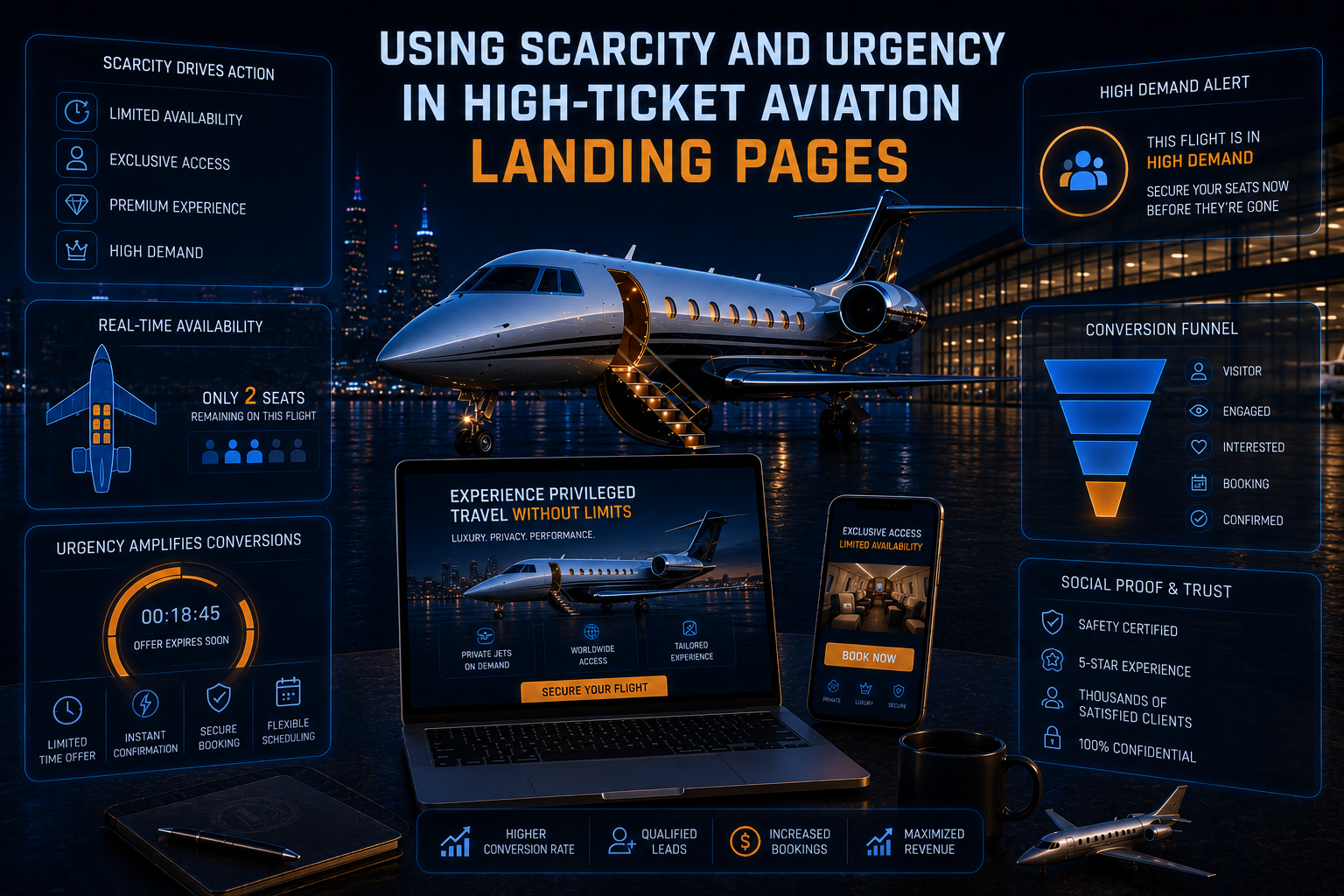 Using Scarcity and Urgency in High-Ticket Aviation Landing Pages