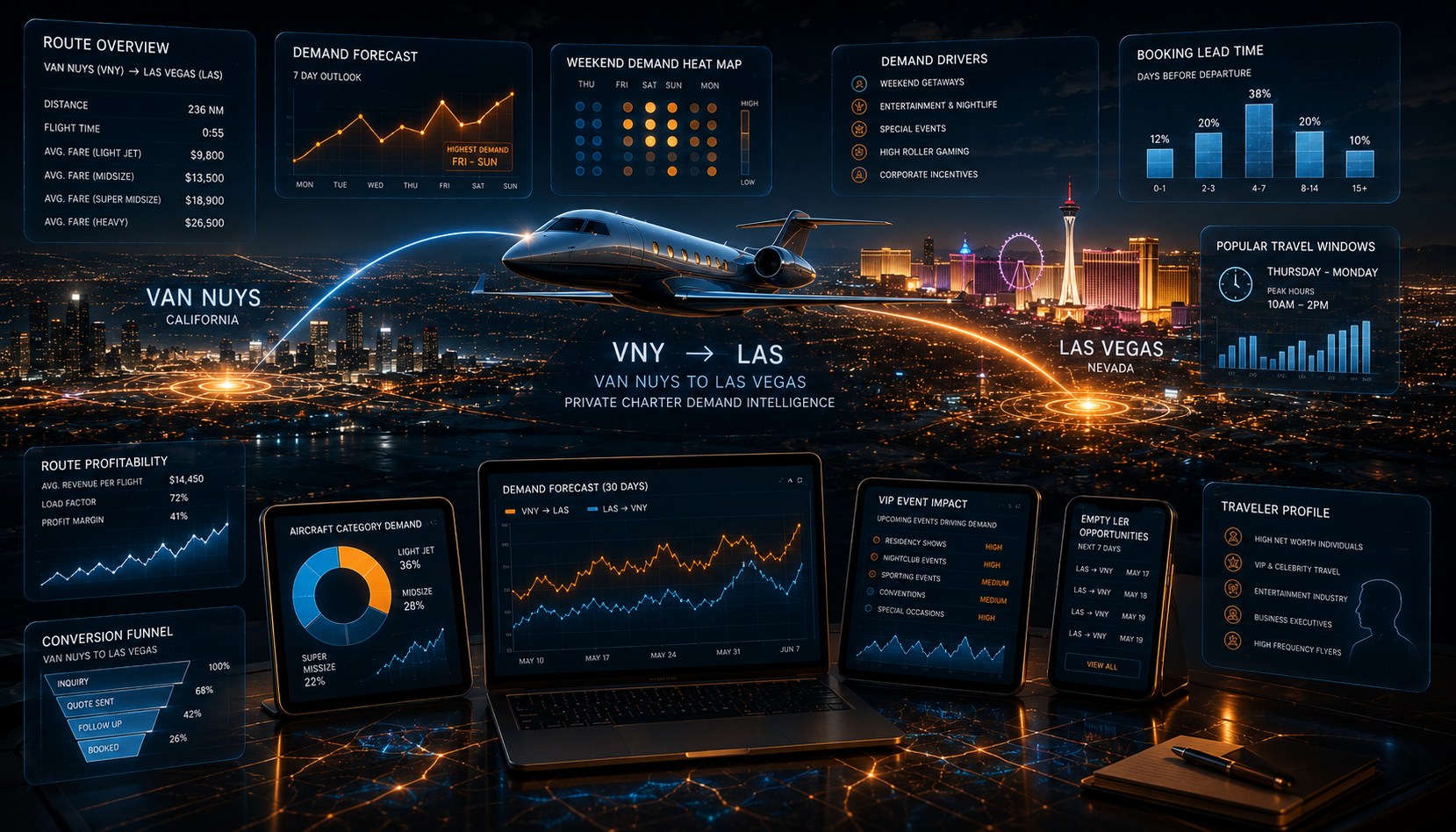Van Nuys to Las Vegas Private Charter Demand