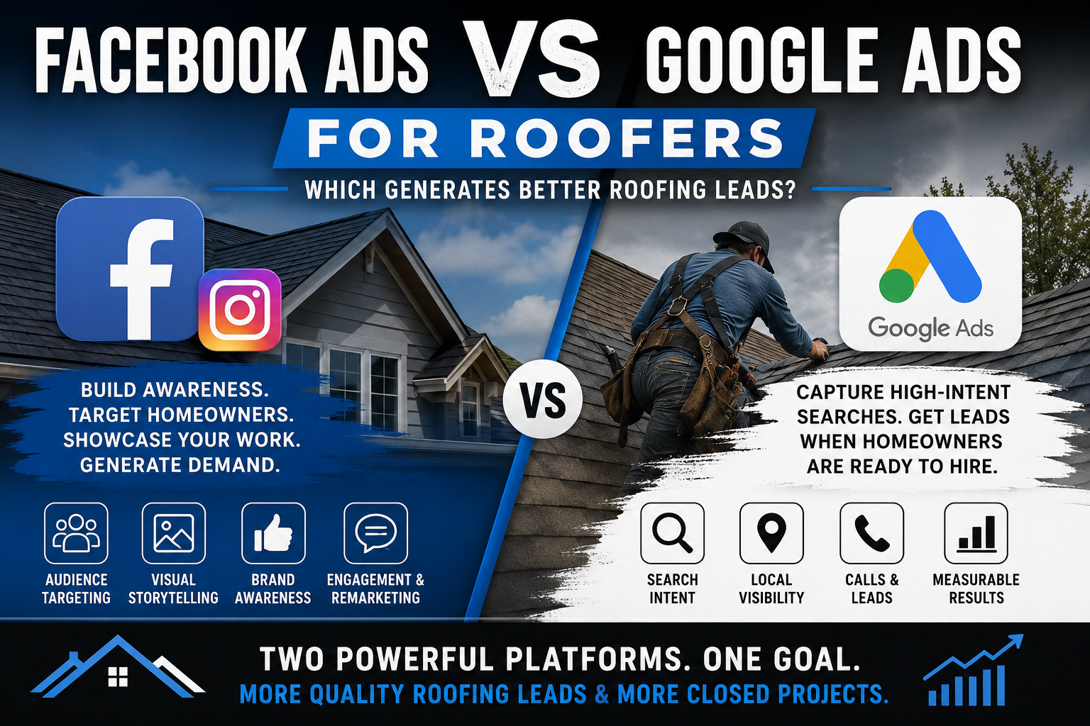 Facebook Ads vs Google Ads for Roofers