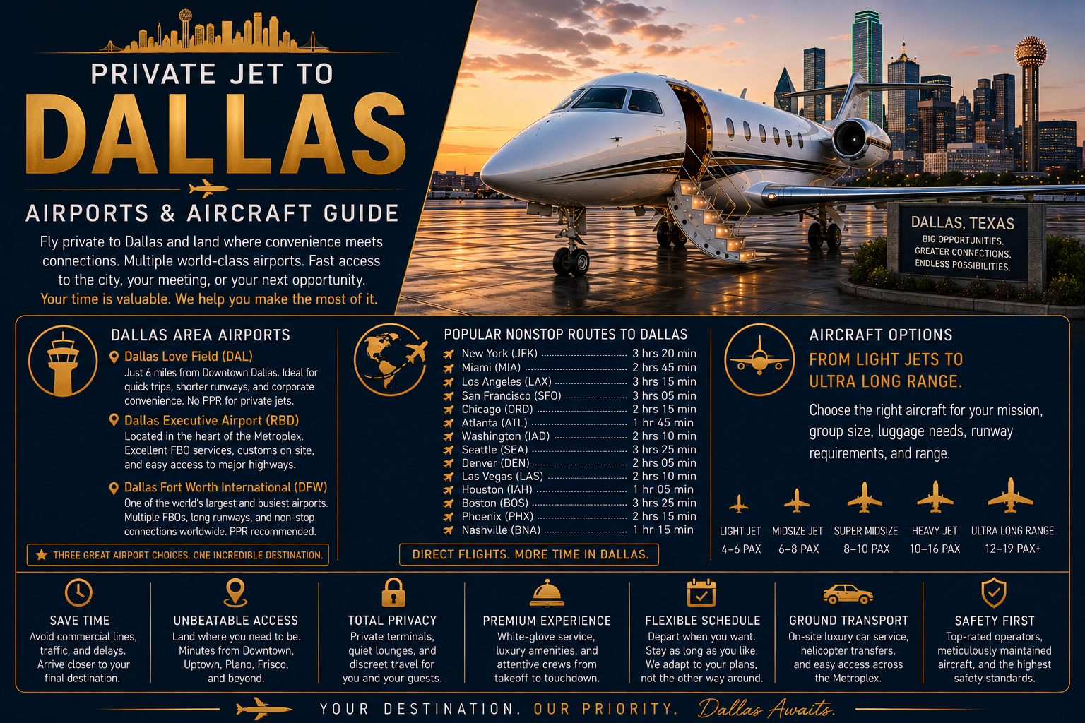 Private Jet to Dallas: Airports & Aircraft Guide